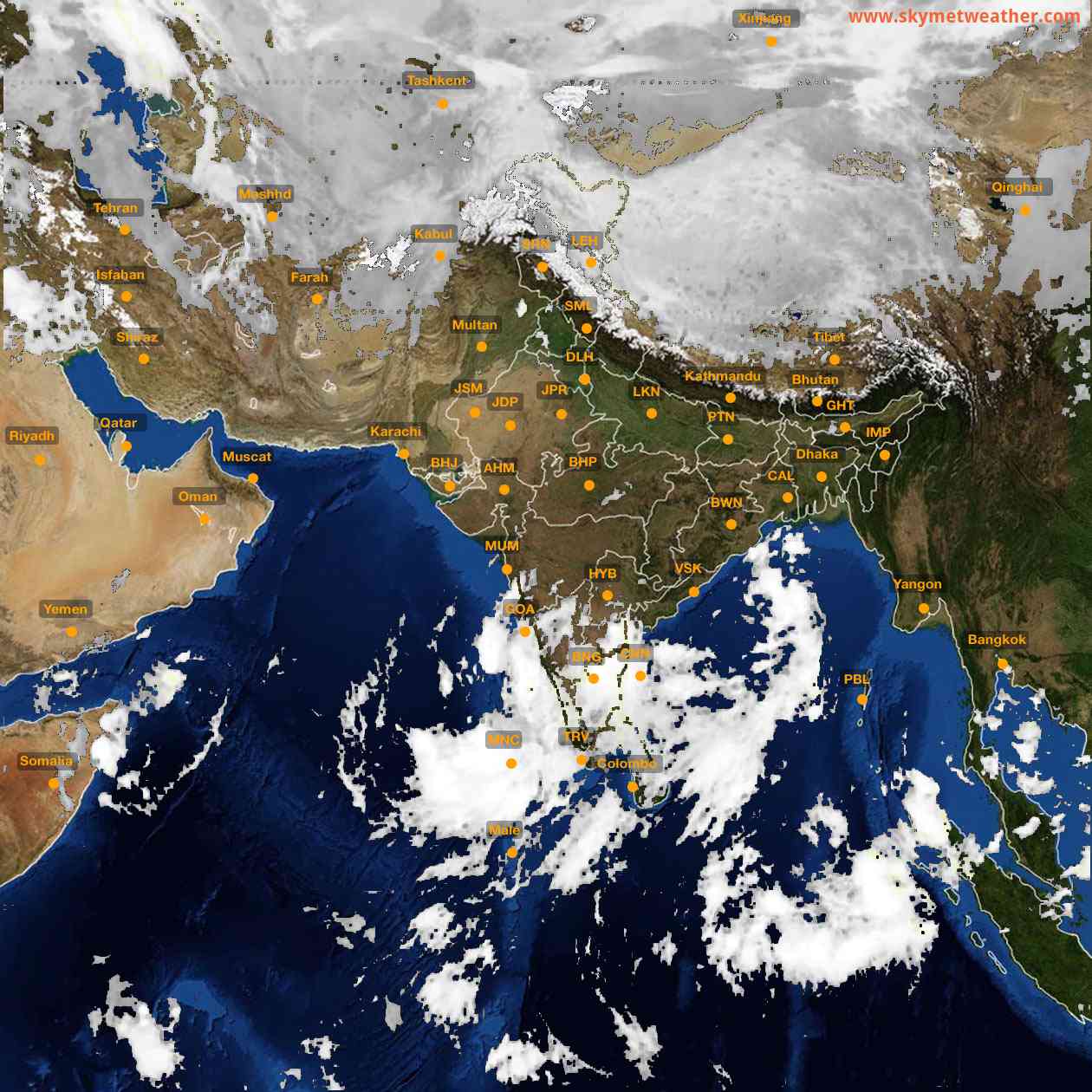 Latest INSAT Weather Satellite Image of India - Infrared Map - 08:00 IST on 23 October 2026