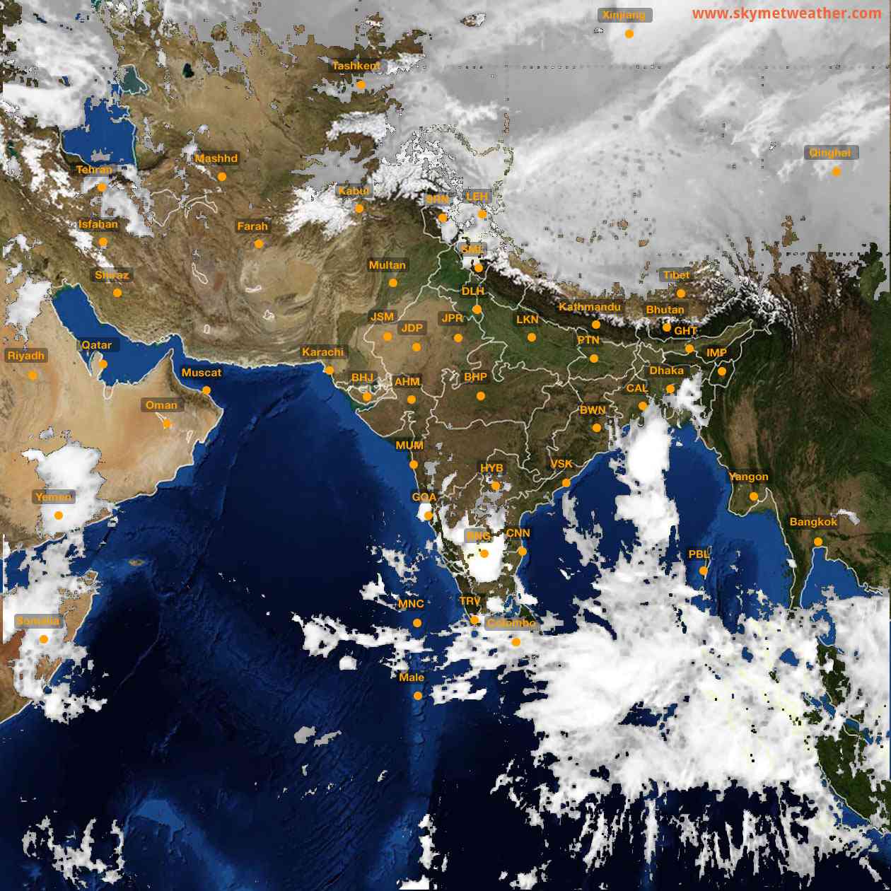 Latest INSAT Weather Satellite Image of India - Infrared Map - 01:00 IST on 25 October 2026