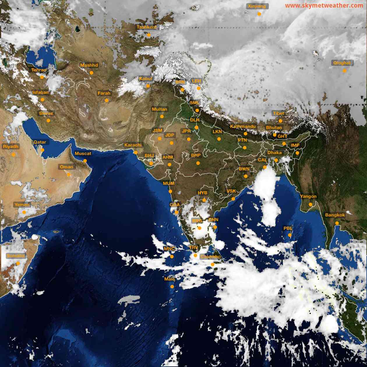 Latest INSAT Weather Satellite Image of India - Infrared Map - 02:00 IST on 25 October 2026