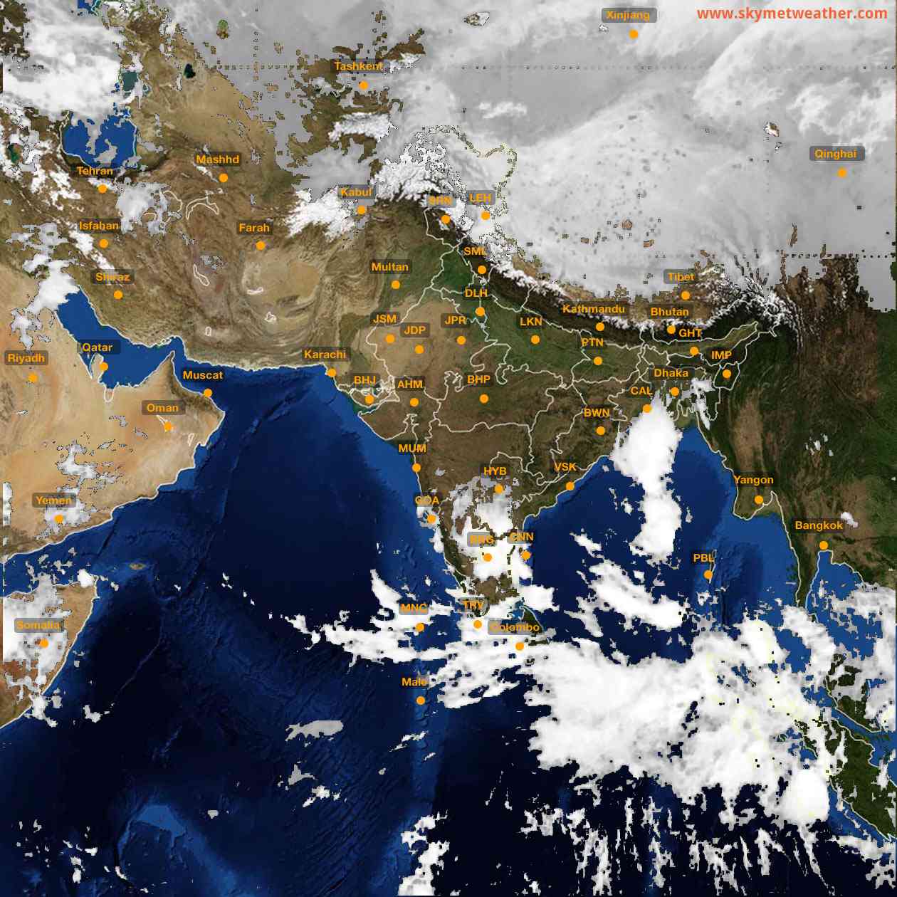 Latest INSAT Weather Satellite Image of India - Infrared Map - 03:00 IST on 25 October 2026