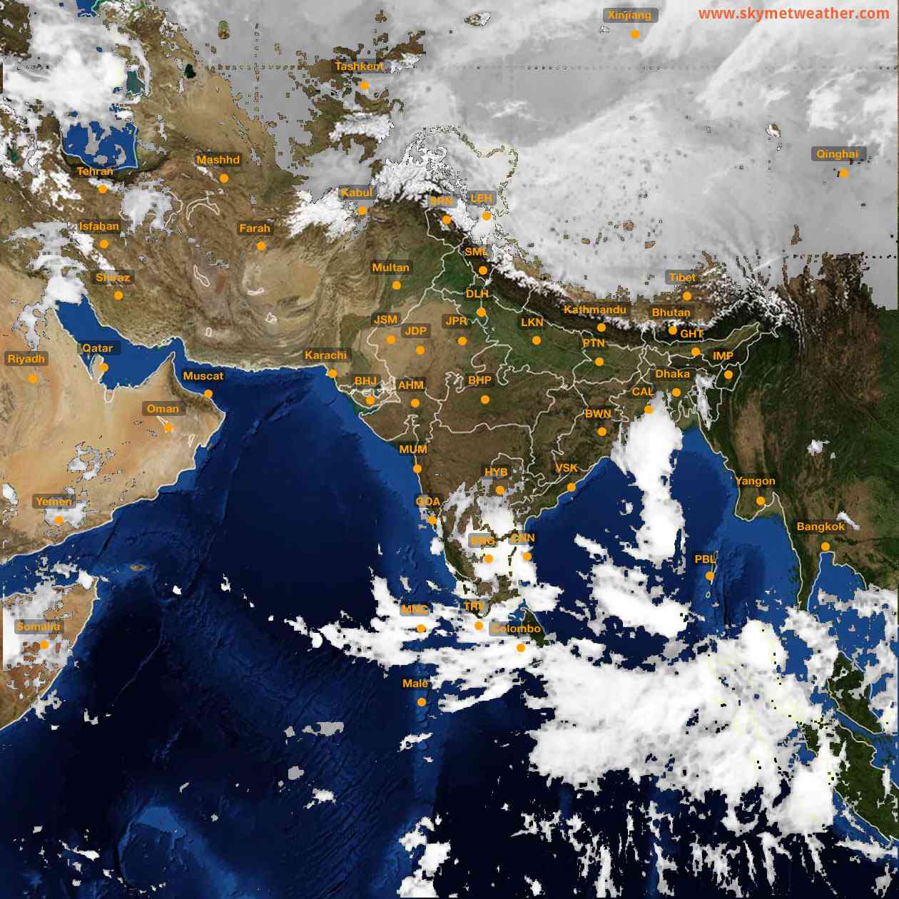 Latest INSAT Weather Satellite Image of India - Infrared Map - 04:00 IST on 25 October 2026