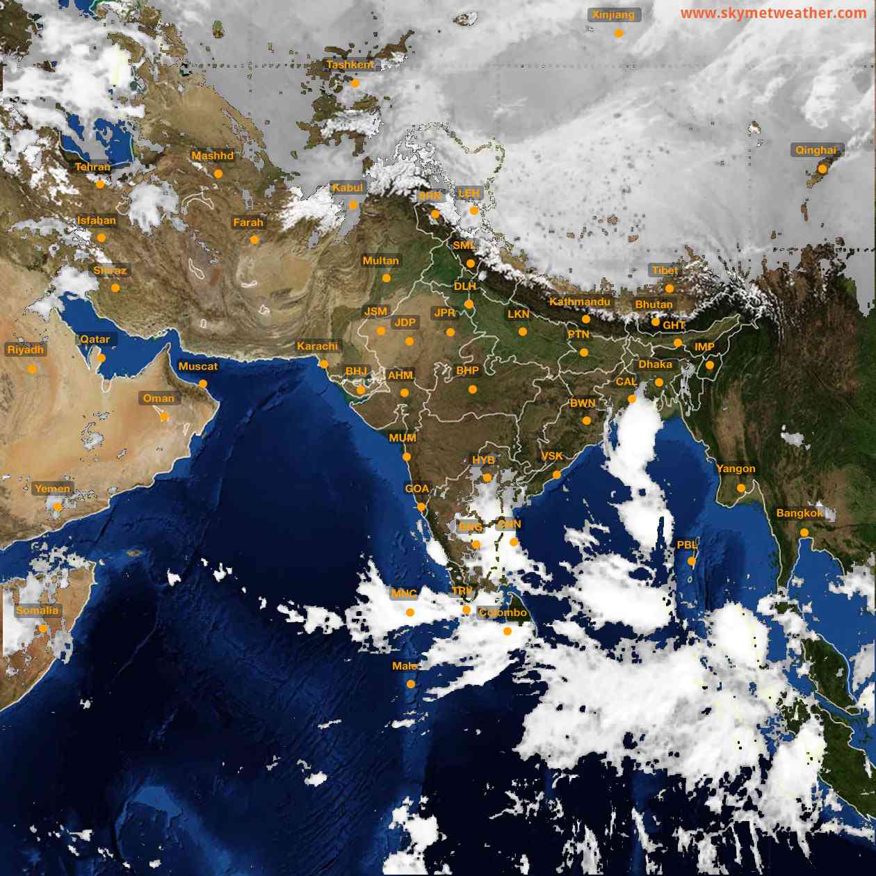 Latest INSAT Weather Satellite Image of India - Infrared Map - 06:00 IST on 25 October 2026