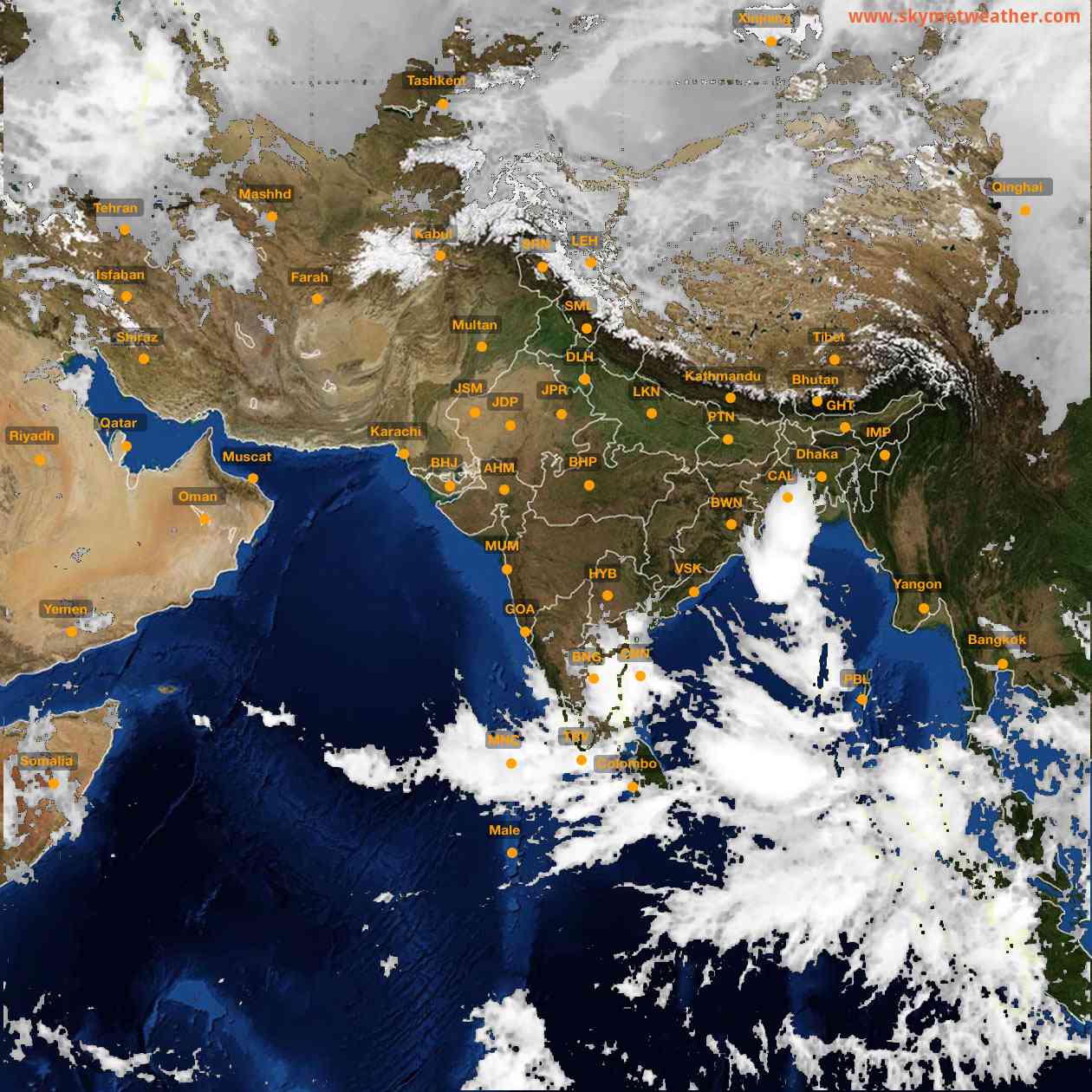 Latest INSAT Weather Satellite Image of India - Infrared Map - 10:00 IST on 25 October 2026