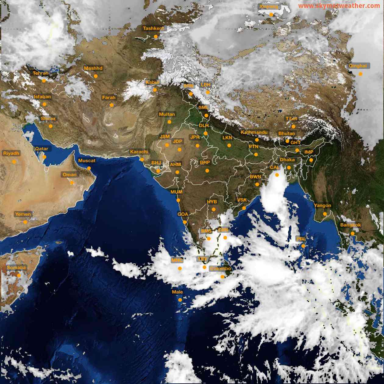 Latest INSAT Weather Satellite Image of India - Infrared Map - 11:00 IST on 25 October 2026