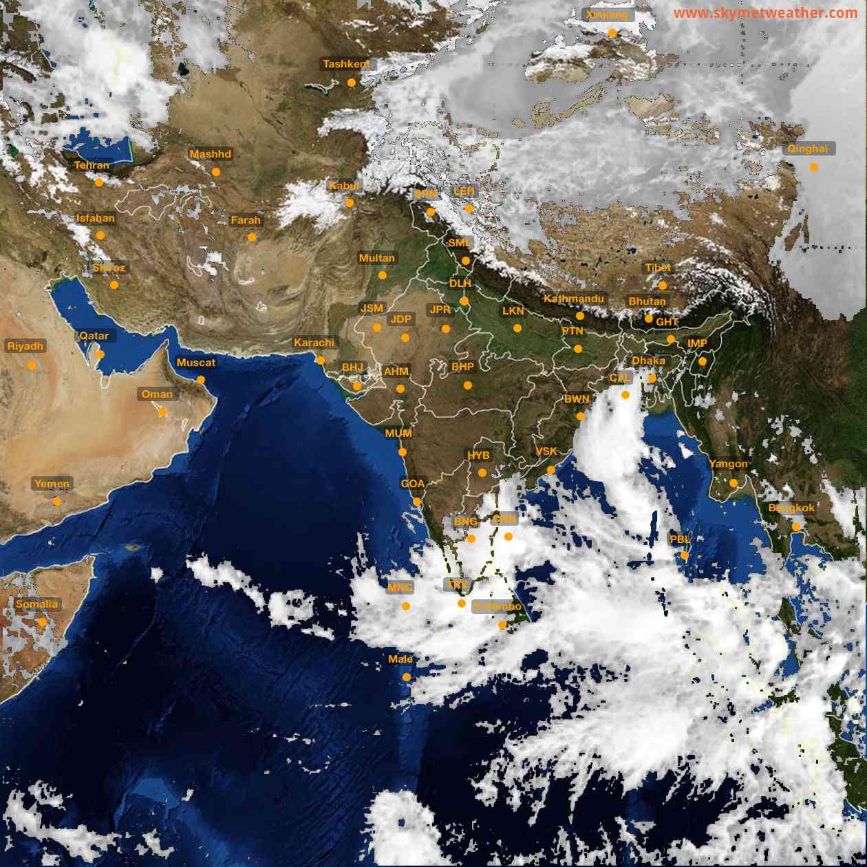 Latest INSAT Weather Satellite Image of India - Infrared Map - 14:00 IST on 25 October 2026