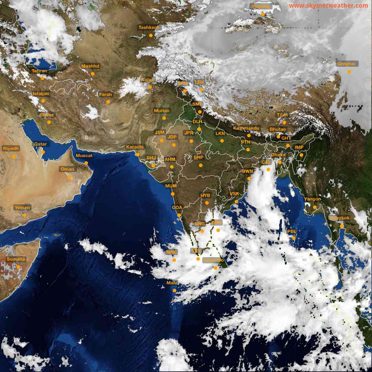 Latest INSAT Weather Satellite Image of India - Infrared Map - 15:00 IST on 25 October 2026
