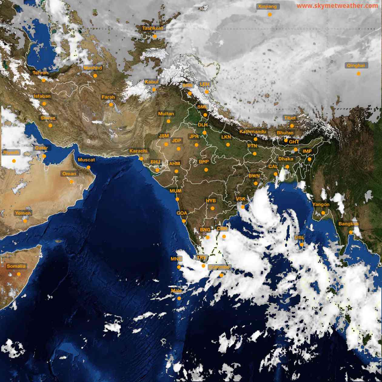 Latest INSAT Weather Satellite Image of India - Infrared Map - 03:00 IST on 26 October 2026