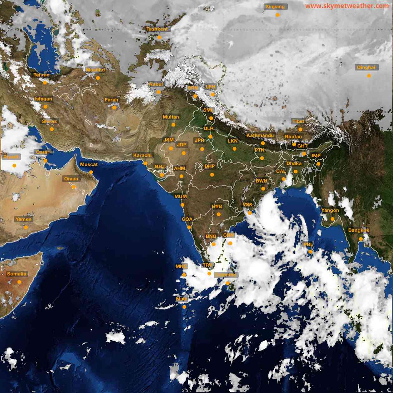 Latest INSAT Weather Satellite Image of India - Infrared Map - 04:00 IST on 26 October 2026