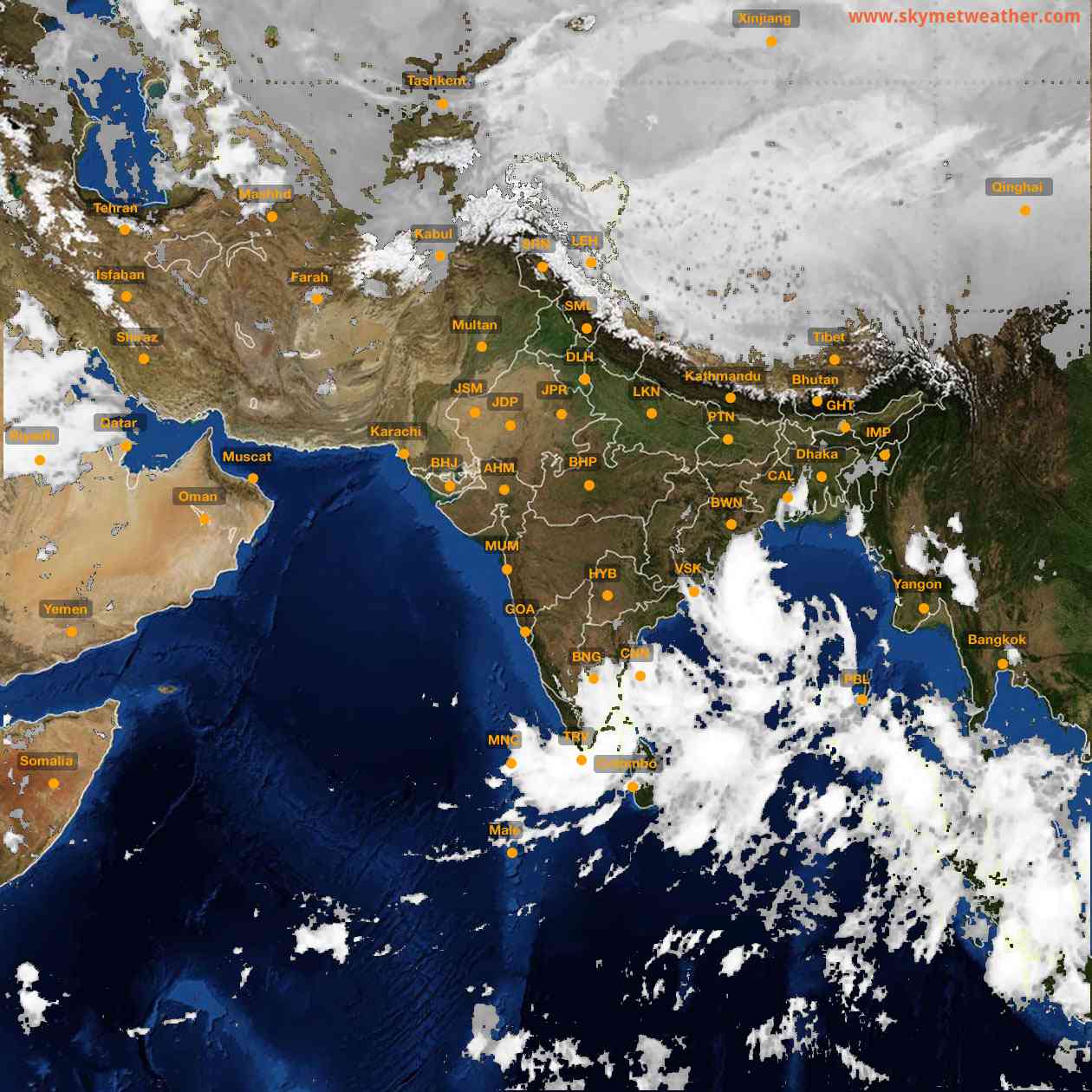 Latest INSAT Weather Satellite Image of India - Infrared Map - 05:00 IST on 26 October 2026