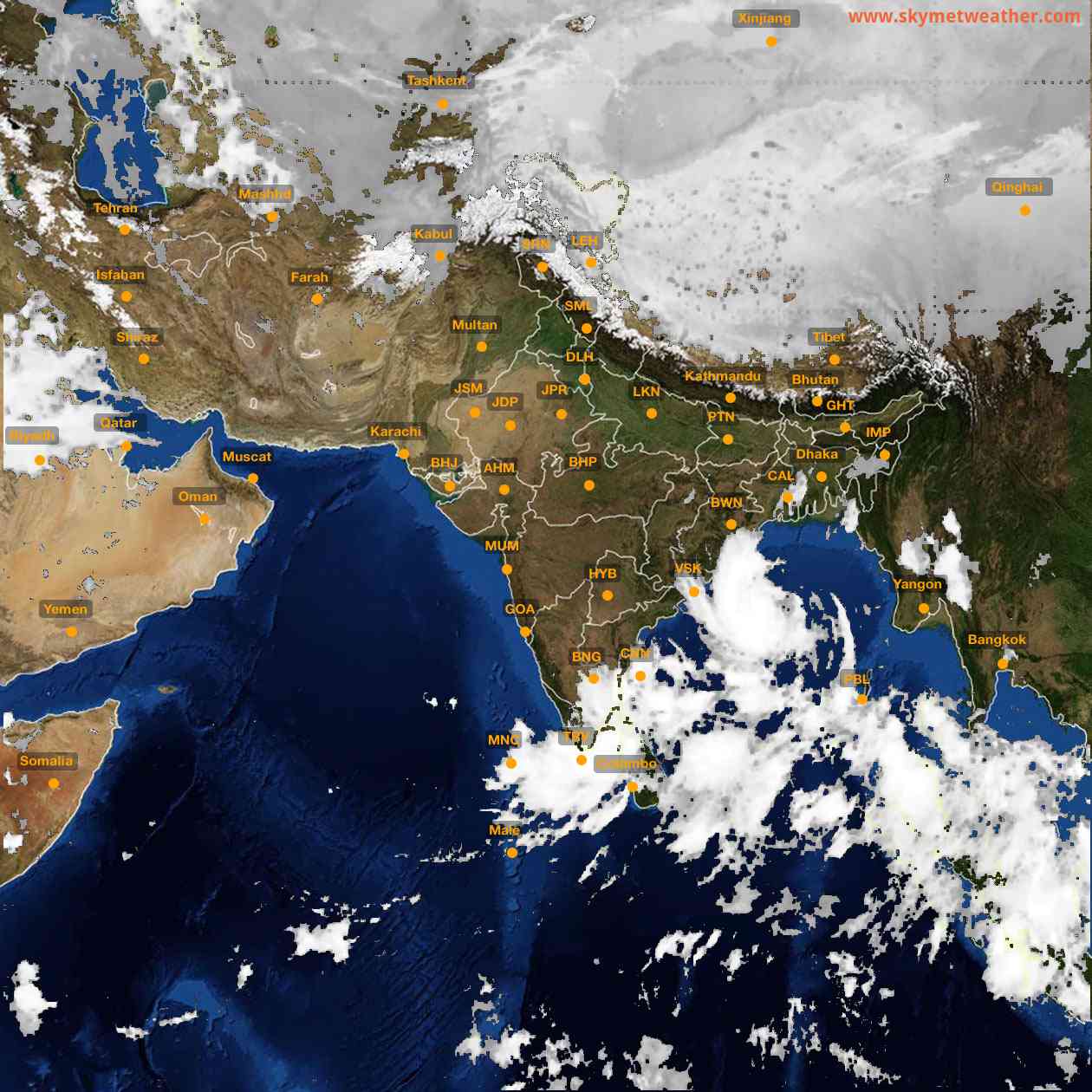 Latest INSAT Weather Satellite Image of India - Infrared Map - 06:00 IST on 26 October 2026