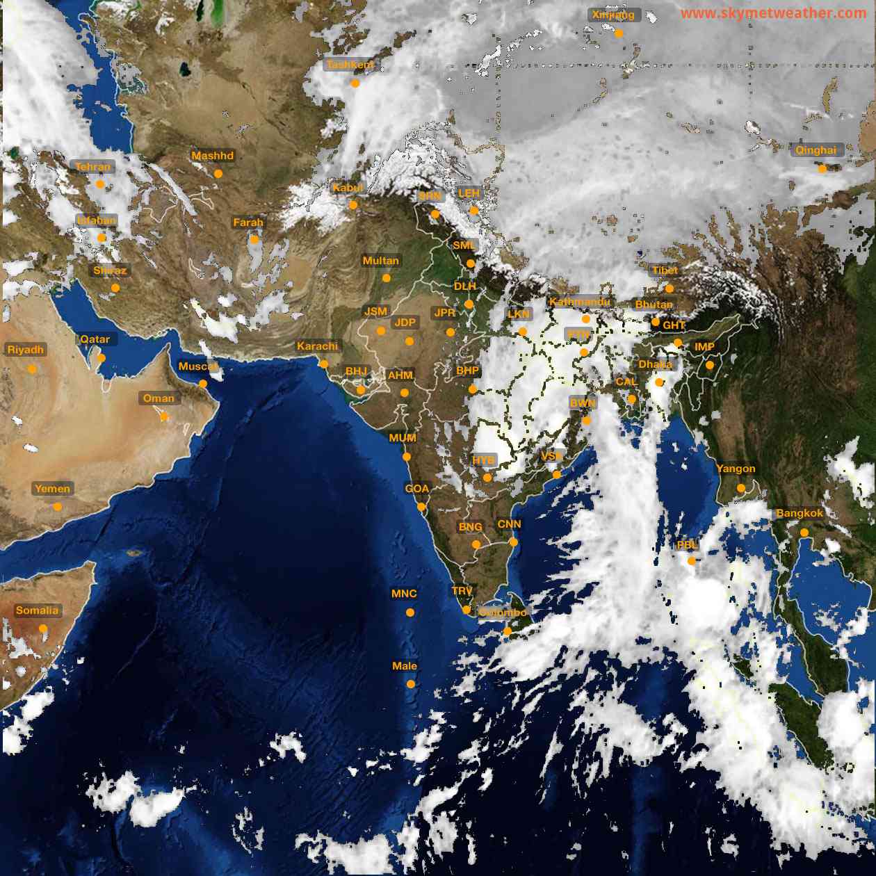 Latest INSAT Weather Satellite Image of India - Infrared Map - 20:00 IST on 28 October 2026