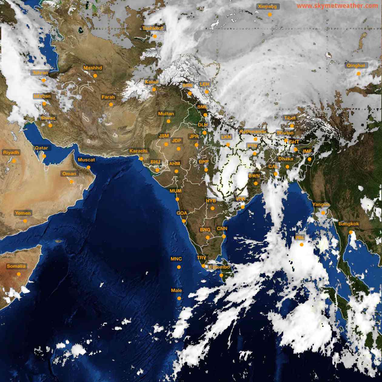 Latest INSAT Weather Satellite Image of India - Infrared Map - 03:00 IST on 29 October 2026