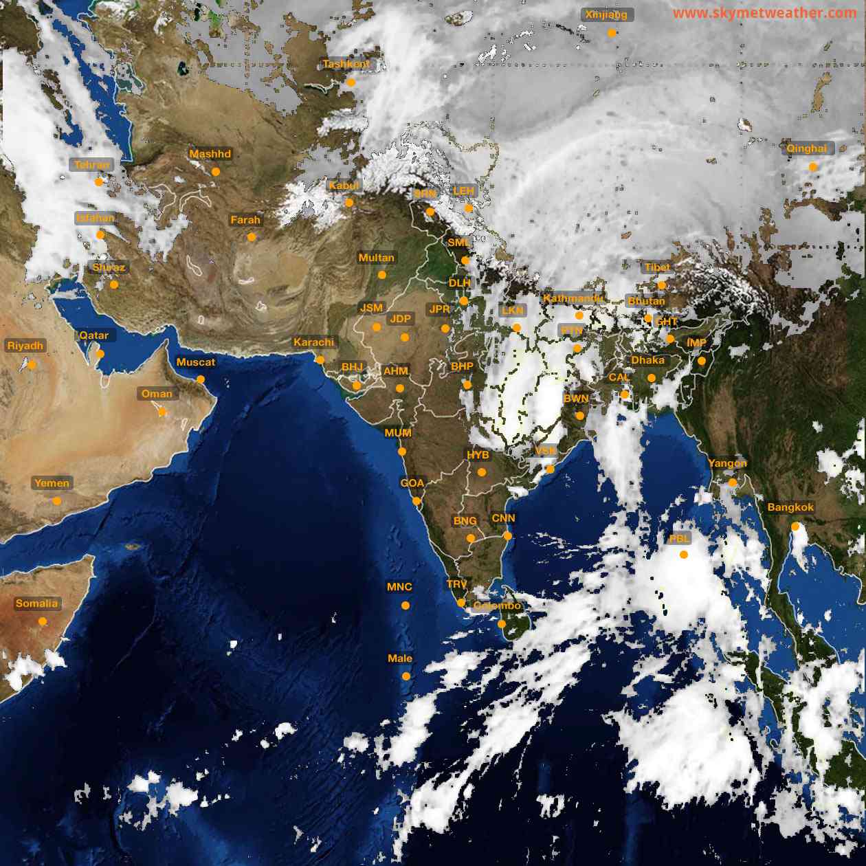 Latest INSAT Weather Satellite Image of India - Infrared Map - 04:00 IST on 29 October 2026