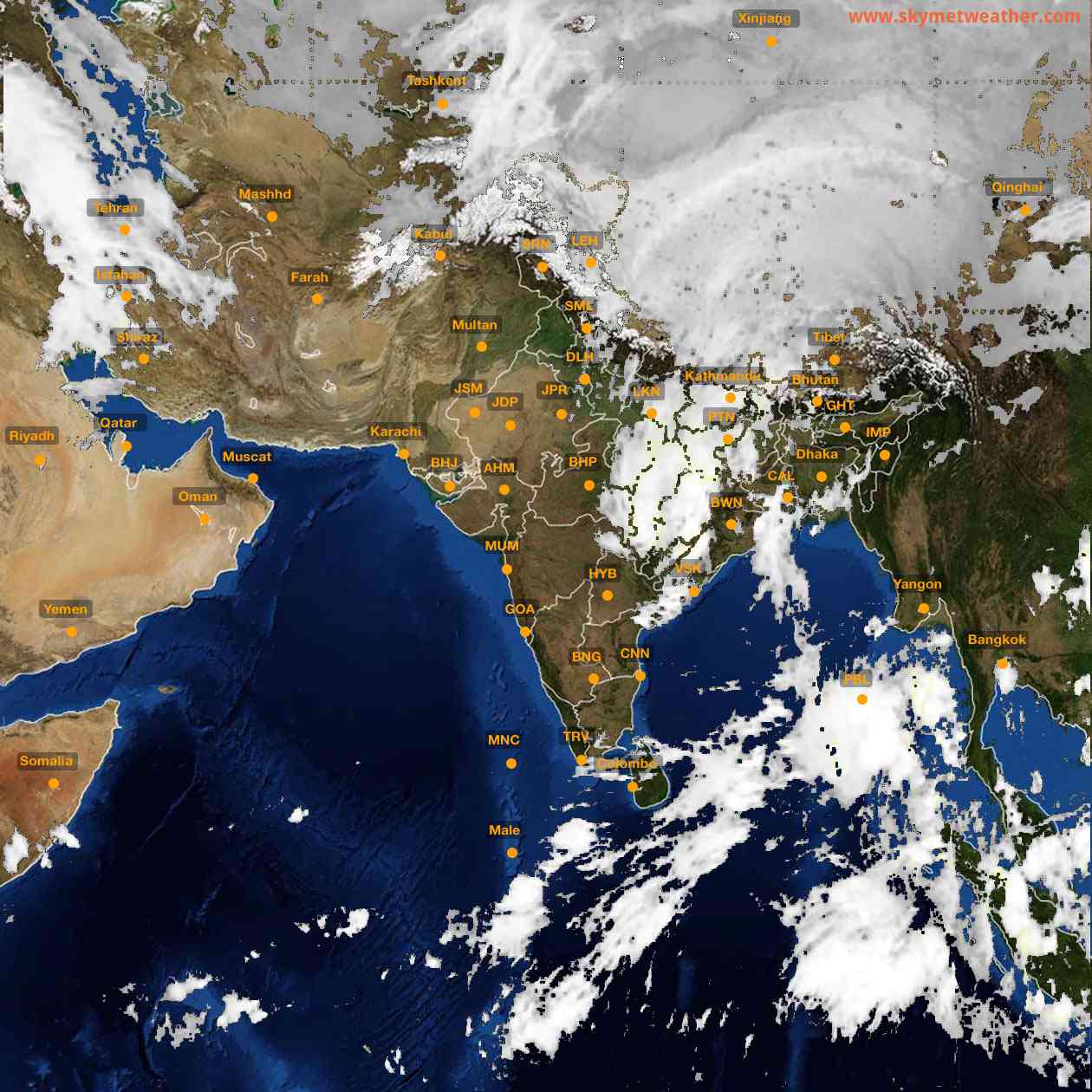 Latest INSAT Weather Satellite Image of India - Infrared Map - 06:00 IST on 29 October 2026