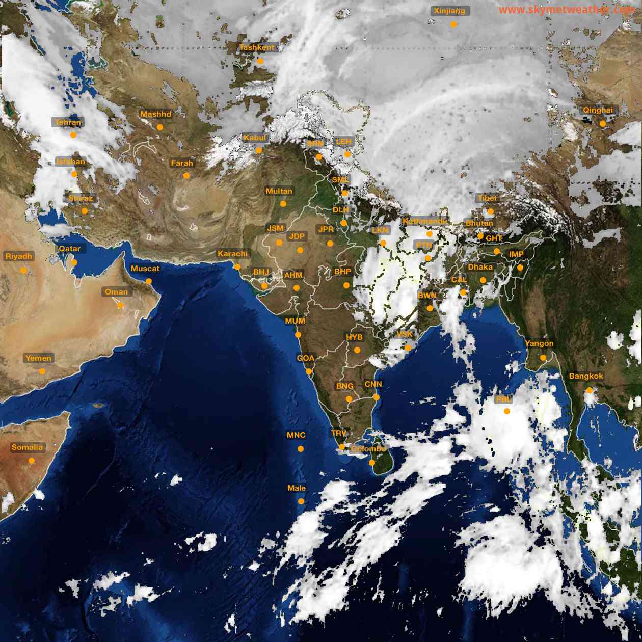 Latest INSAT Weather Satellite Image of India - Infrared Map - 07:00 IST on 29 October 2026