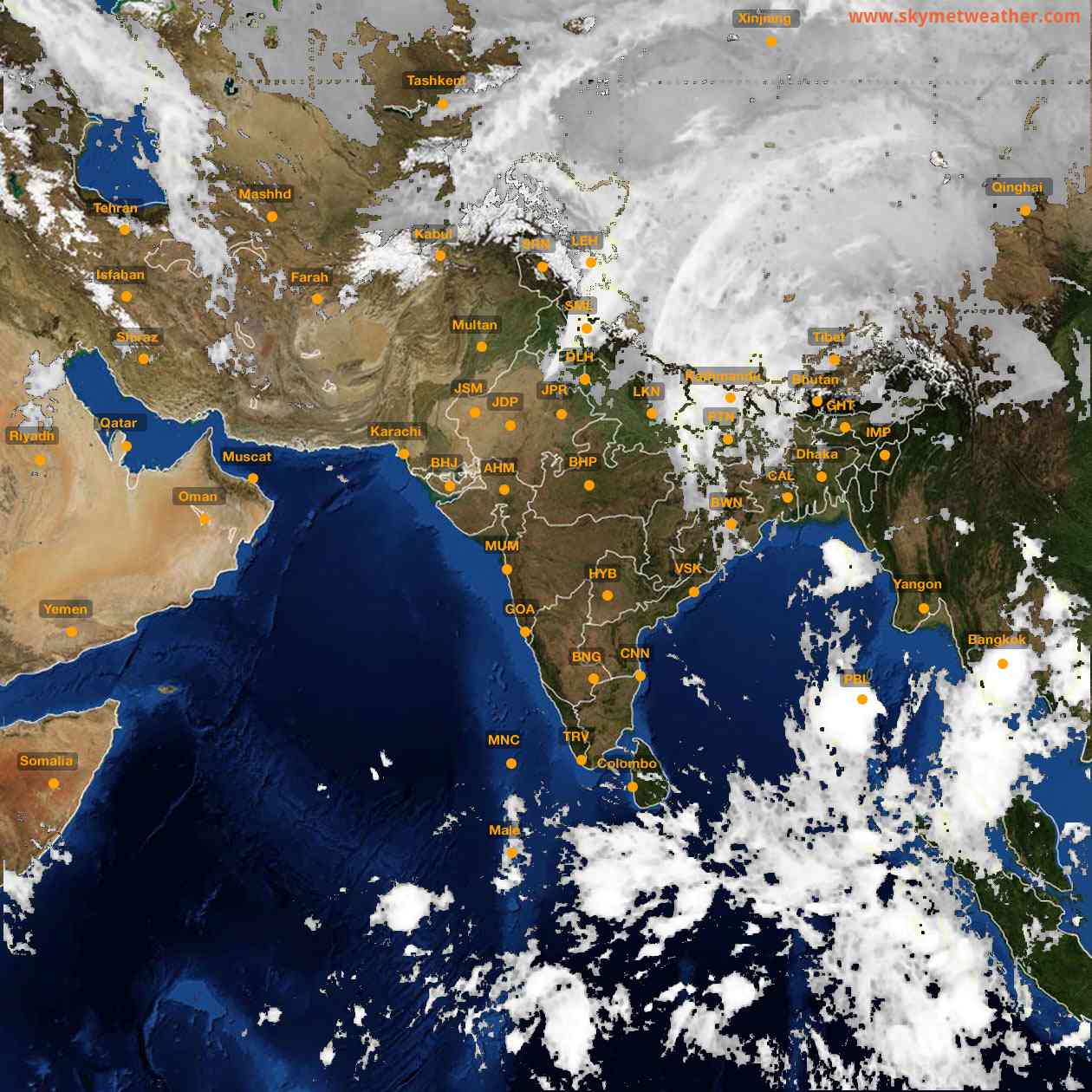 Latest INSAT Weather Satellite Image of India - Infrared Map - 01:00 IST on 30 October 2026