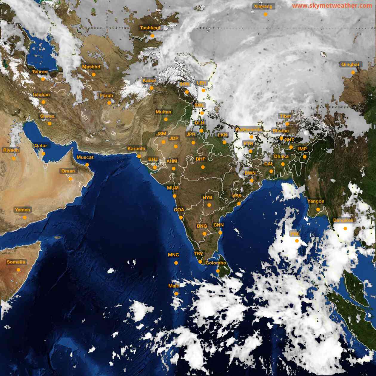 Latest INSAT Weather Satellite Image of India - Infrared Map - 03:00 IST on 30 October 2026