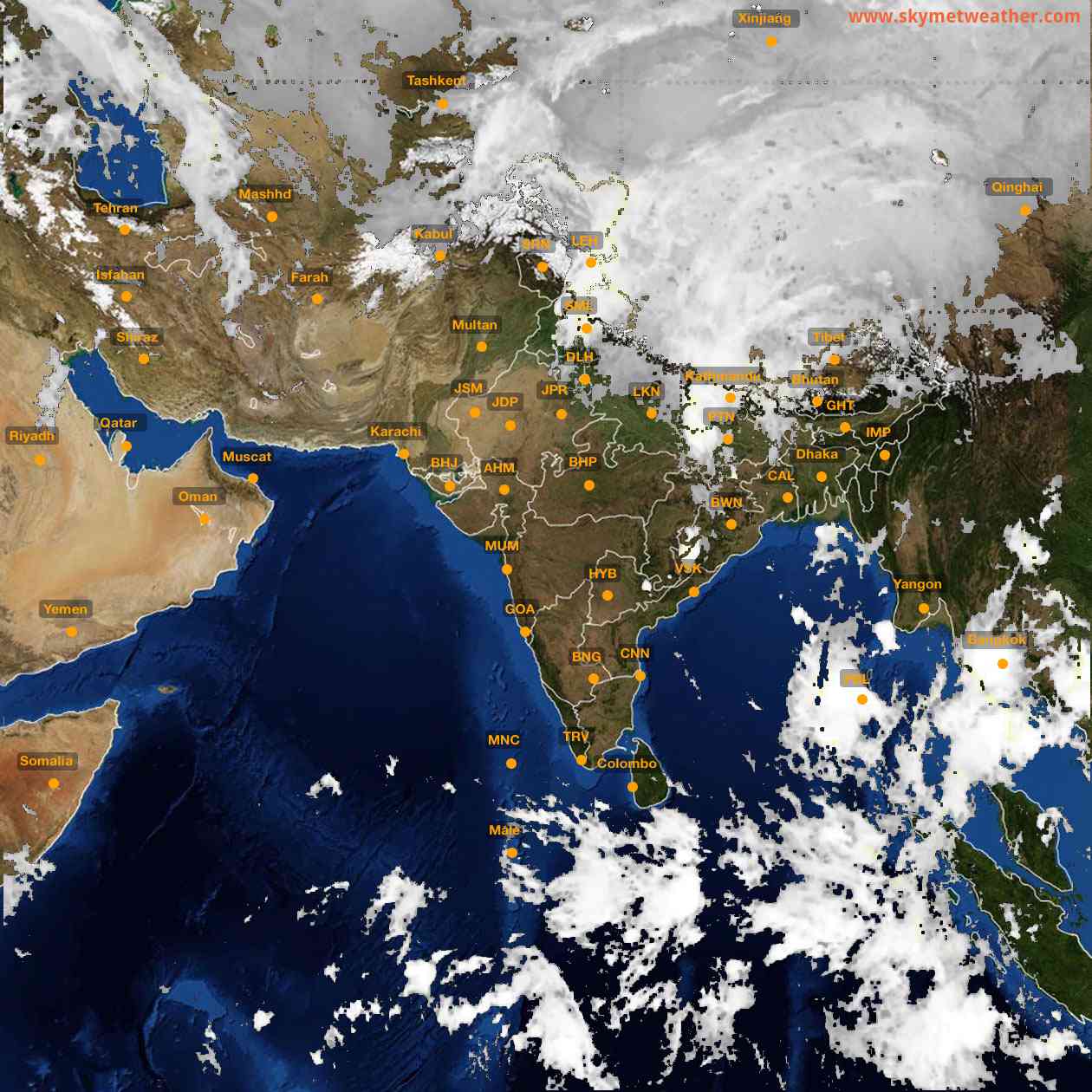 Latest INSAT Weather Satellite Image of India - Infrared Map - 05:00 IST on 30 October 2026