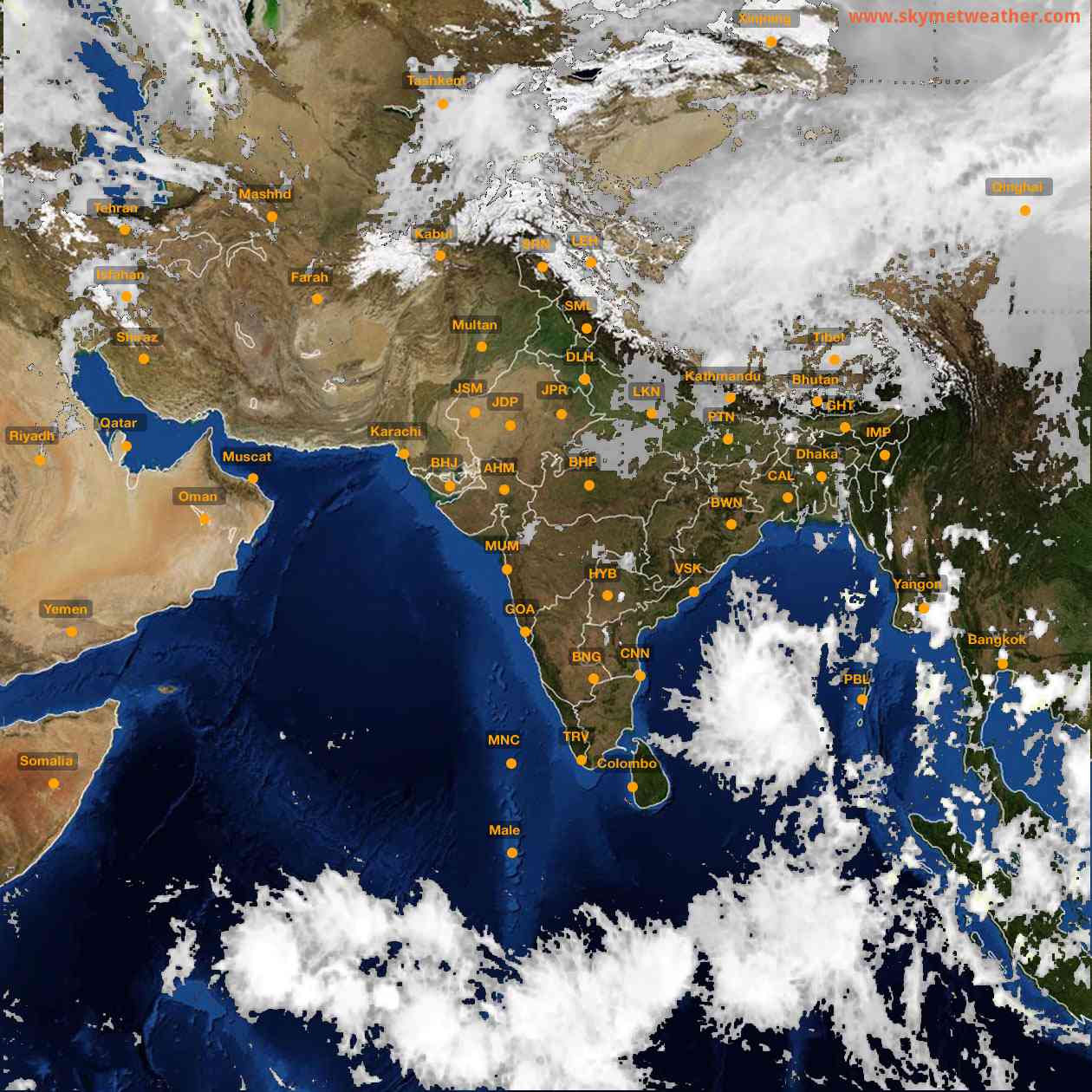 Latest INSAT Weather Satellite Image of India - Infrared Map - 14:00 IST on 31 October 2026