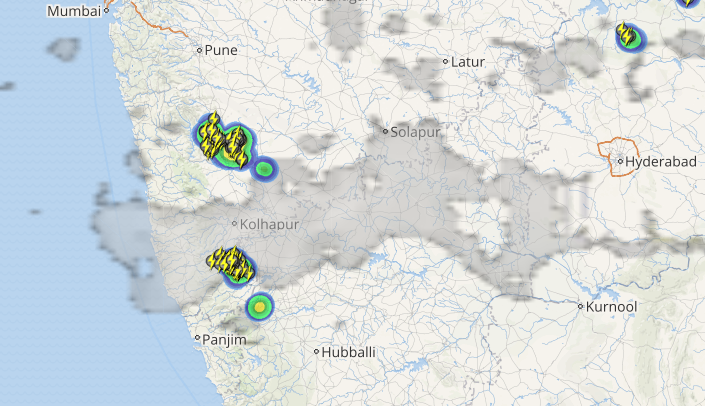 Live status of Lightning and thunderstorm across India