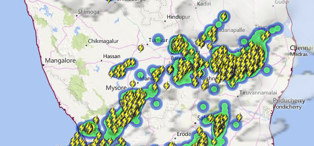 Live status of Lightning and thunderstorm across India