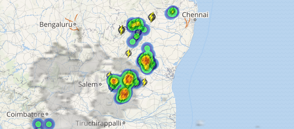 Live status of Lightning and thunderstorm across India