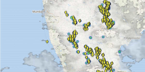 Live status of Lightning and thunderstorm across India