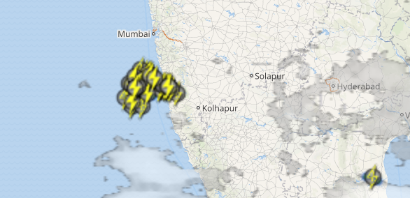 Live status of Lightning and thunderstorm across India