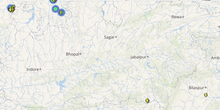 Live status of Lightning and thunderstorm across India