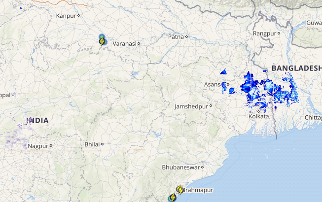 Live status of Lightning and thunderstorm across India