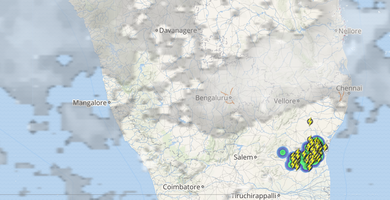 Live status of Lightning and thunderstorm across India