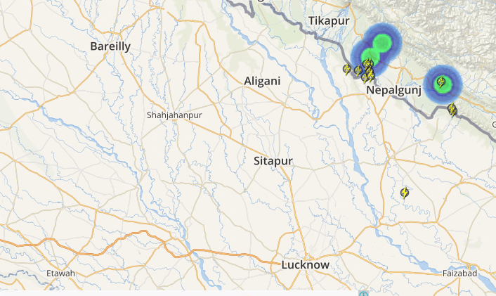 Live status of Lightning and thunderstorm across India