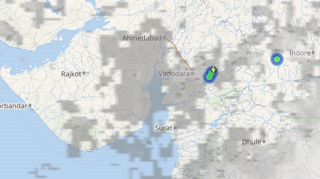 Live status of Lightning and thunderstorm across India