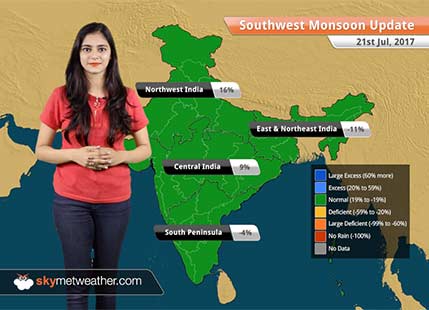 Monsoon Forecast for Jul 22, 2017: Heavy Monsoon rains in Mumbai, Gujarat, Konkan and Goa, Kerala