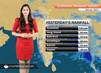 Monsoon Forecast for Jul 7, 2017: Monsoon rains in UP, Chhattisgarh, Bihar, Jharkhand