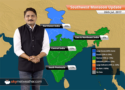 Monsoon Forecast for Jul 27, 2017: Heavy rains likely in Jharkhand and Chhattisgarh