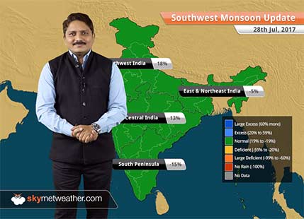 Monsoon Forecast for Jul 29, 2017: Heavy rain in flood hit Gujarat, Rajasthan, Madhya Pradesh