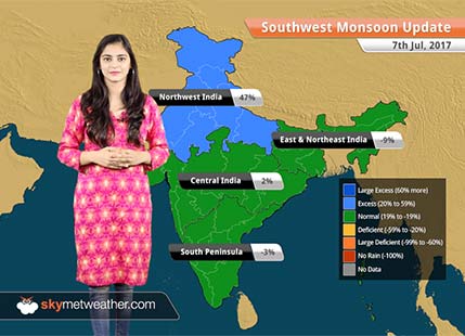 Monsoon Forecast for Jul 8, 2017: Rains in Punjab, UP, Bengal, Bihar, Uttarakhand