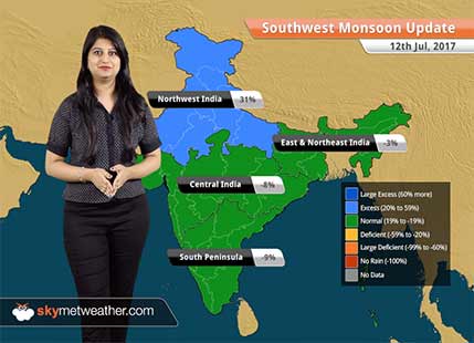 Monsoon Forecast for Jul 13, 2017: Rain in Delhi, Indore, Varanasi, Punjab, Haryana