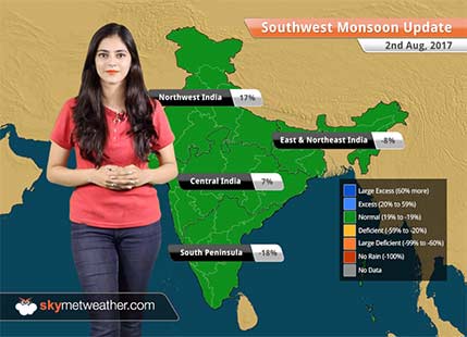 Monsoon Forecast for Aug 3, 2017: Rain in Mumbai, Kolkata, Dehradun, Chandigarh, Patiala, Shimla, Delhi