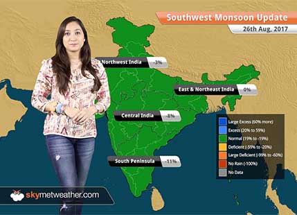 Monsoon Forecast for Aug 27, 2017: Heavy rain in Gujarat, coastal Maharashtra, Madhya Pradesh, Uttar Pradesh