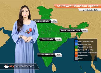 Monsoon Forecast for Aug 28, 2017: Heavy rain in Gujarat, Rajasthan, Coastal Maharashtra, Chhattisgarh