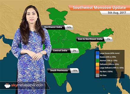 Monsoon Forecast for Aug 6, 2017: Rain in Delhi, Kolkata, Chhattisgarh, Uttar Pradesh, Himachal Pradesh