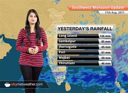 Monsoon Forecast for Aug 18, 2017: Rain in Odisha, Jharkhand, West Bengal