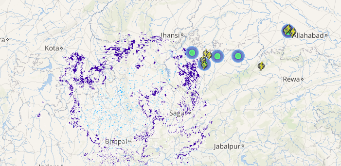 Live status of Lightning and thunderstorm across India