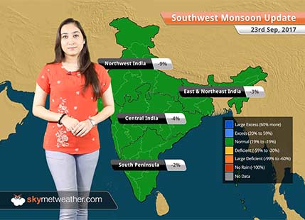 Monsoon Forecast for Sep 24, 2017: Rain in Delhi, Haryana, Uttar Pradesh, Uttarakhand, HP