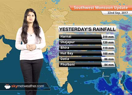 Monsoon Forecast for Sep 23, 2017: Rain in Delhi, Haryana, Uttar Pradesh, Madhya Pradesh, Bihar