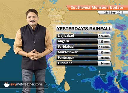 Monsoon Forecast for Sep 24, 2017: Rain in Uttar Pradesh, Delhi, Haryana, Uttarakhand, Assam