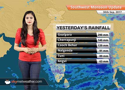 Monsoon Forecast for Oct 1, 2017: Good rains in Bihar, Chattisgarh and Assam