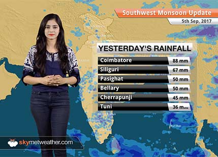 Monsoon Forecast for Sep 6, 2017: Rain in Vidarbha, Chhattisgarh; dry weather in Delhi, Northwest India